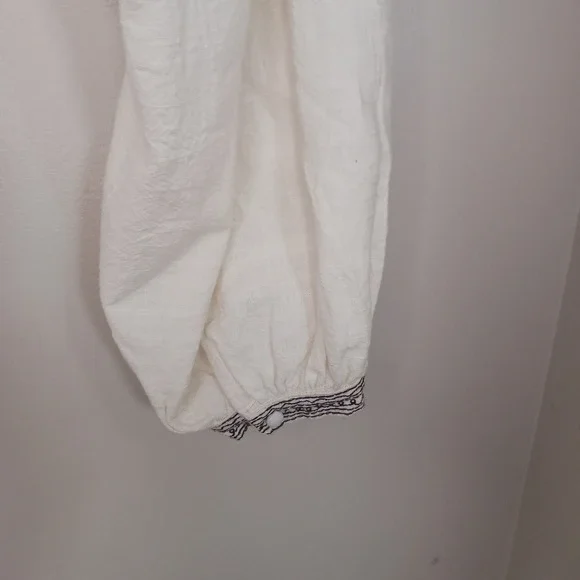 Free People Cotton Embroidered Crop Boho Hippie Festival Women's Blouse Size L - Picture 7 of 8